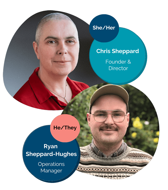 Colmers HR Chris and Ryan V3 optimised Chris Sheppard (She/her) Founder and Director and Ryan Sheppard-Hughes (He/They) Operations Manager